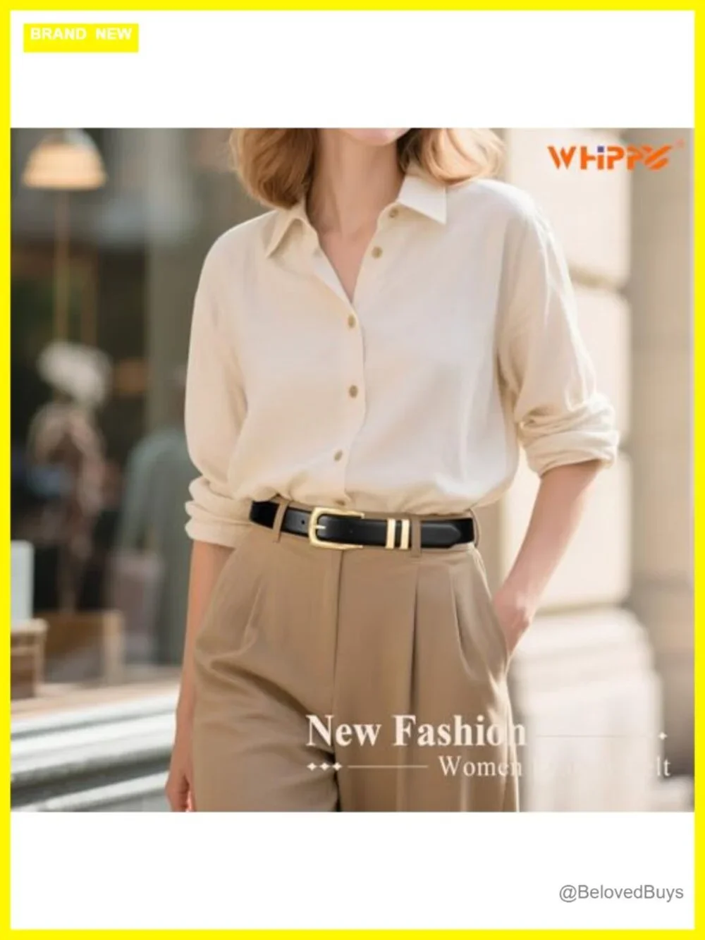 Faux Leather Belt for Women Gold Buckle Classic Slim Fit Belt for Jeans Pants
